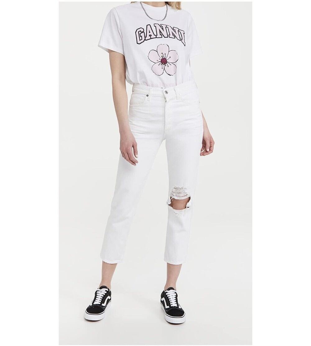 Citizens of Humanity Women’s Charlotte High Rise Crop Straight Jeans White 30